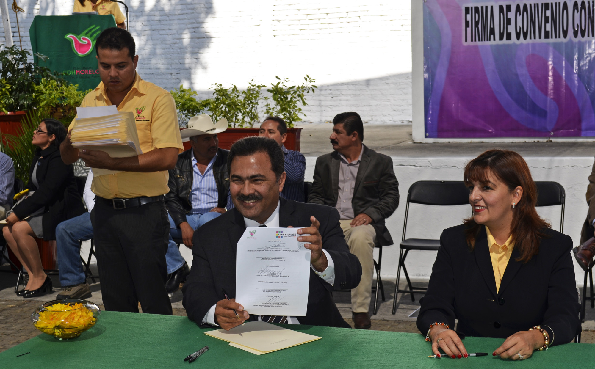 Jorge Morales Barud, presidente de Cuernavaca firmó el Convenio con Derechos Humanos