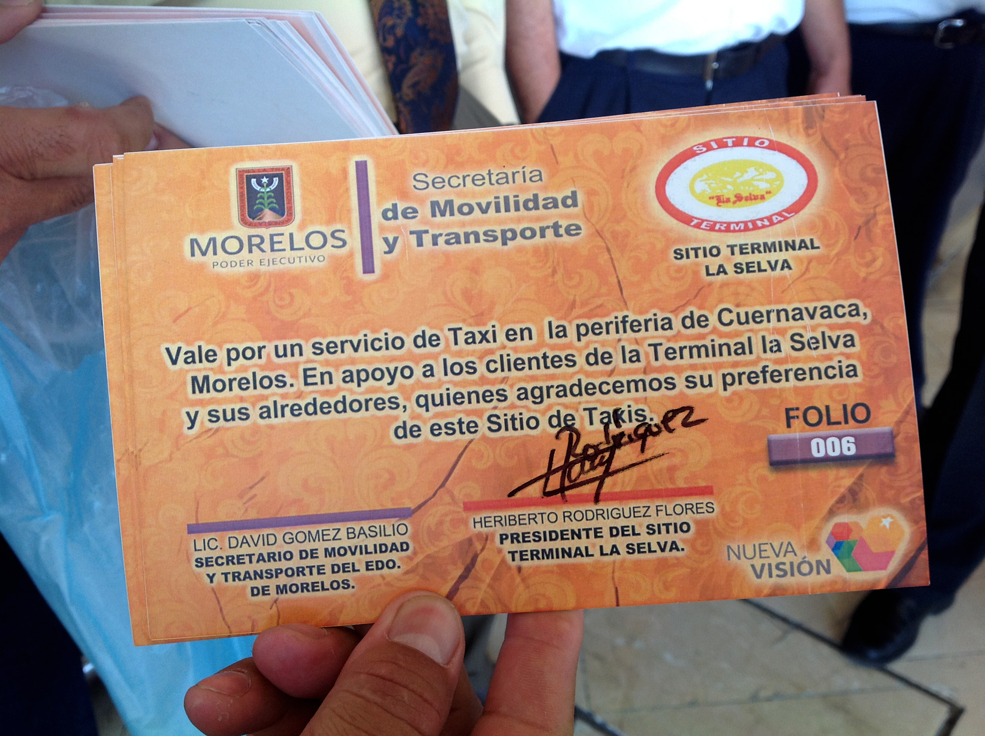 Vale para taxis en Cuernavaca