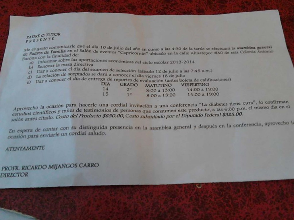 Citatorio padres de familia