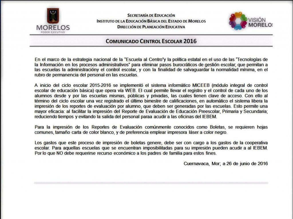 Circular del 26 de junio